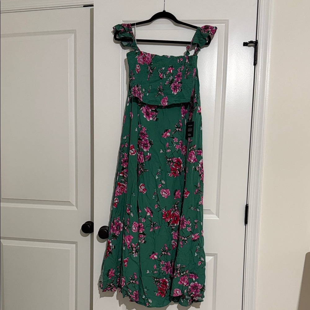 Lulu's Green and Pink Floral 2 Piece Dress
